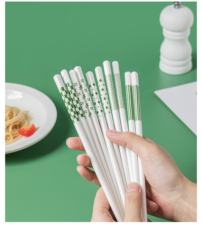 青瑶家用陶瓷筷子5双简约防滑防霉高档抗菌陶瓷筷礼盒轻奢高级感详情15