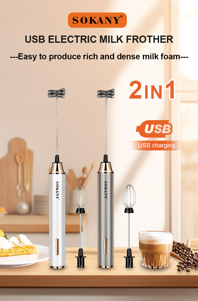 Cross-border SOKANY02018 Blender, Coffee mixer, handheld Milk foamer, Milk and Coffee foamer pic 2
