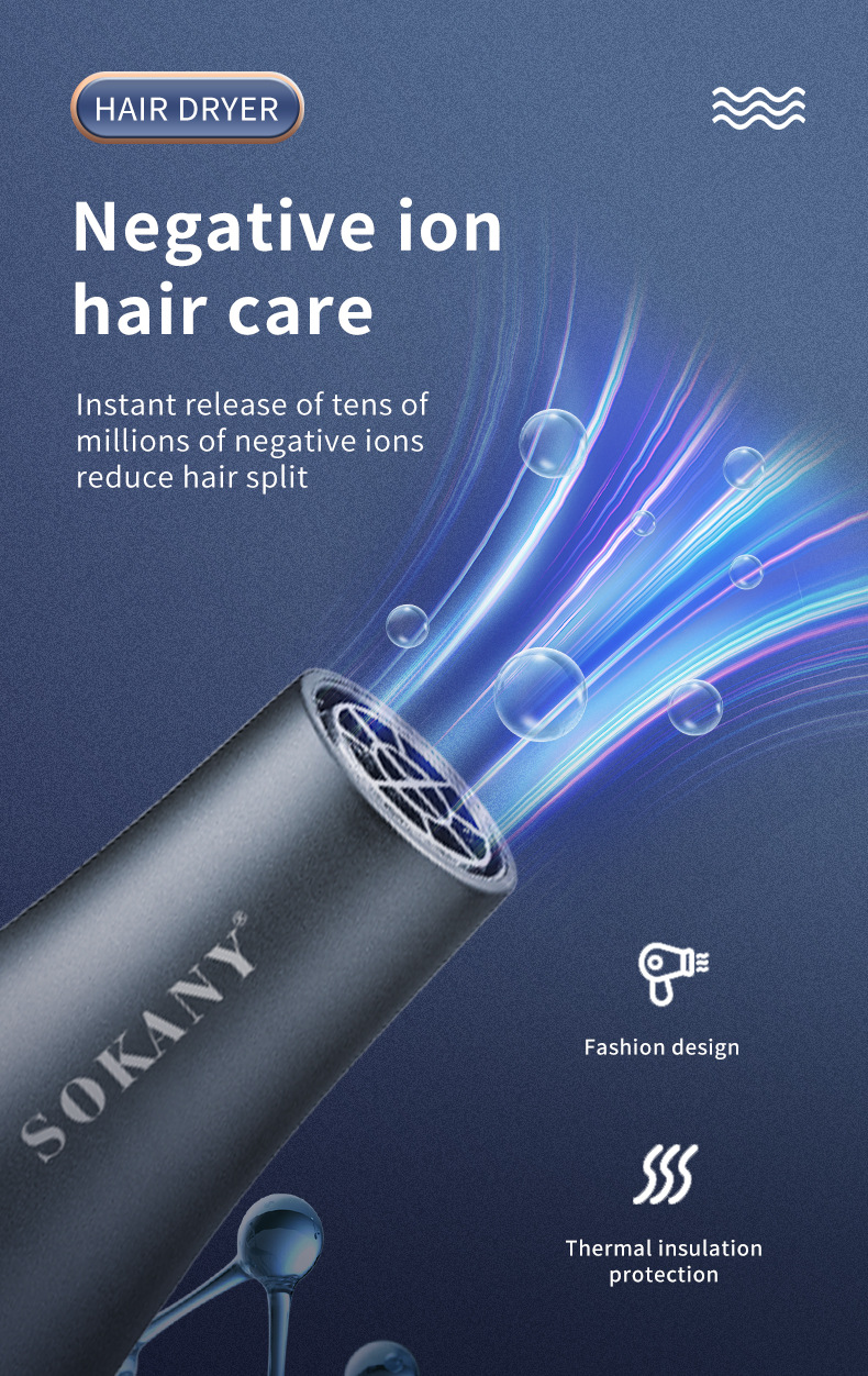 外贸SOKANY8807吹风机电吹风自用家用理发店专业吹风Hair Dryer详情3