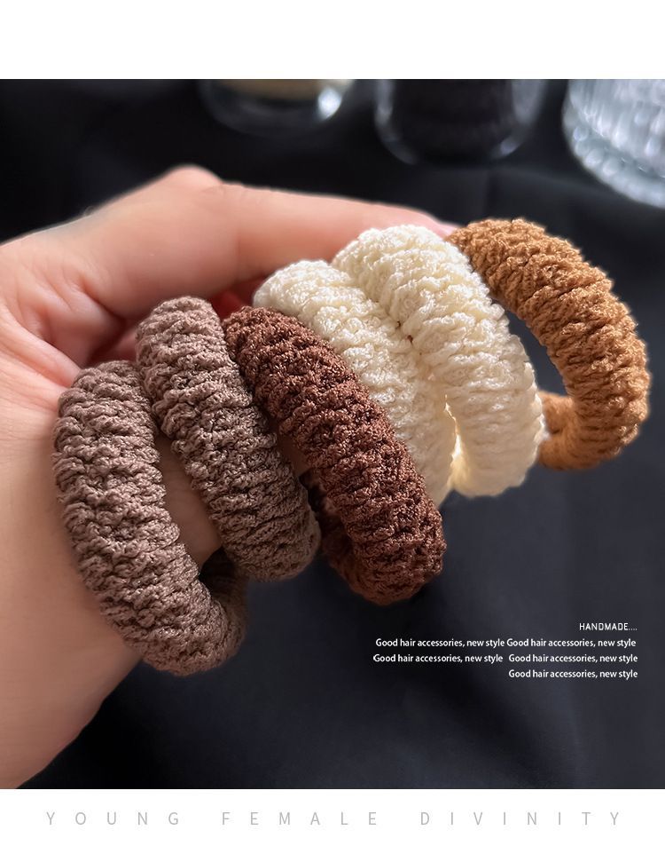 升级版加宽加厚发圈皮筋女提花纹路高弹力耐用头绳时尚马尾发绳详情5