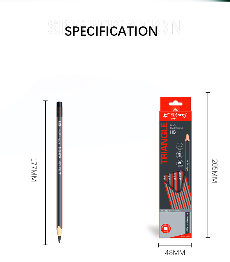 Yalong Cross-border Stationery Wholesale 12 wooden pencils with erasers HB standard office pencils pic 7