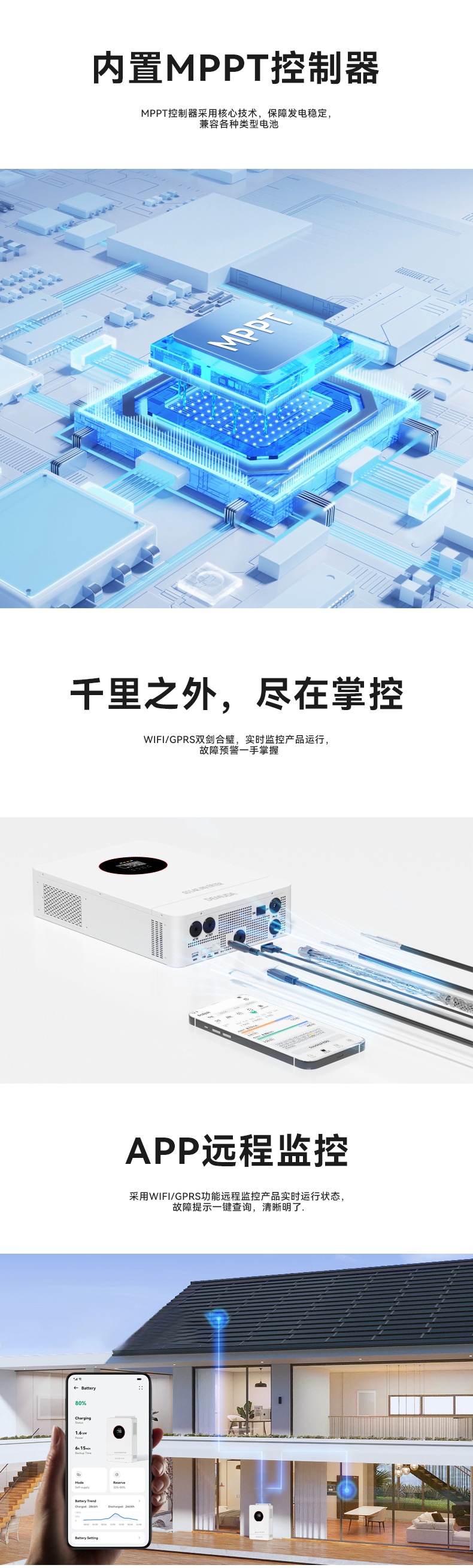 光伏逆变器4.2kw 家用发电储能系统太阳能逆控变一体机48V 6.2KW详情5
