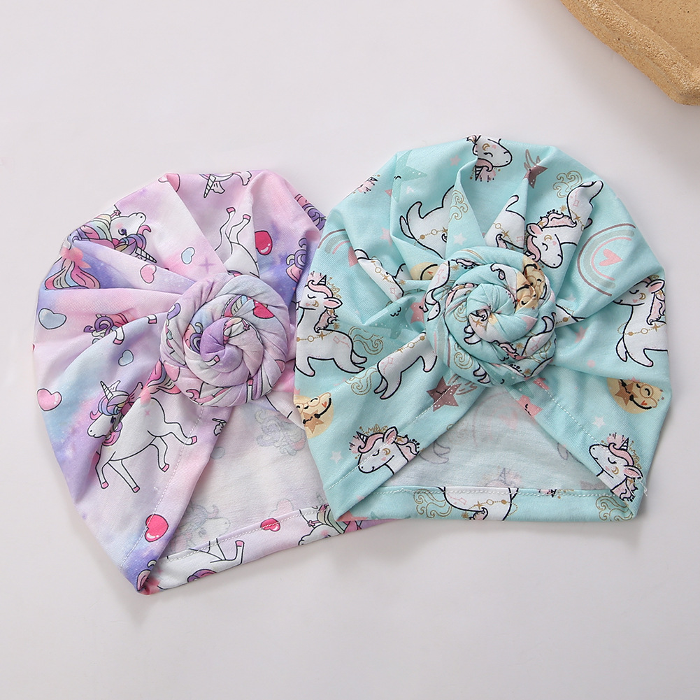 外贸新款独角兽印花印度帽宝宝胎帽欧美甜甜圈无骨帽厂家现货批发详情18