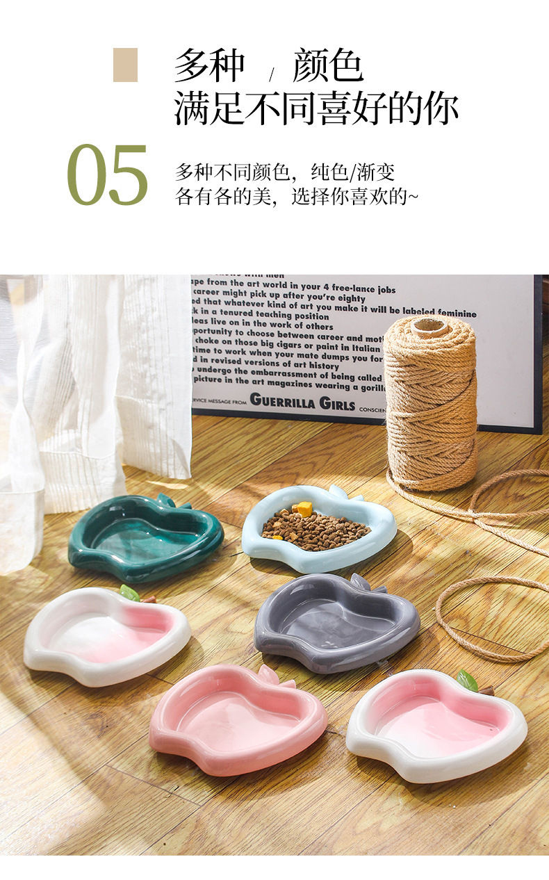 Ceramic cat food bowl, pet dog bowl, anti-black chin, cute and high appearance level, protecting cervical vertebrae, water bowl and rice bowl, anti-tipping pic 11