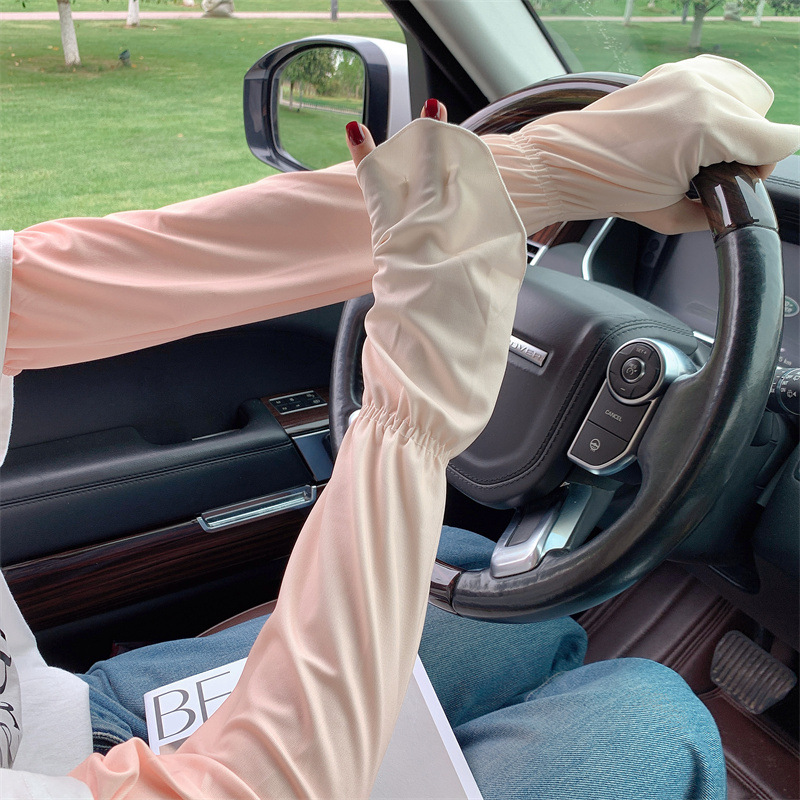 Gradient color ice sleeve sun protection for women, summer thin UV-resistant sleeve sleeves, long ice silk hand sleeves, arm guards, driving gloves, trendy pic 12