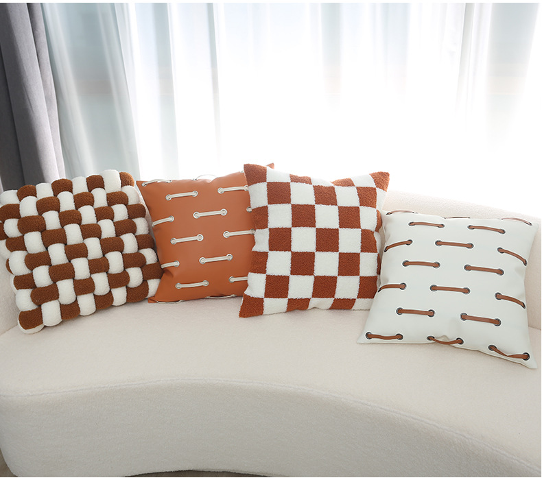 北欧简约美式皮革编绳靠枕跨境家居客厅沙发抱枕套沙发靠垫靠枕套详情13