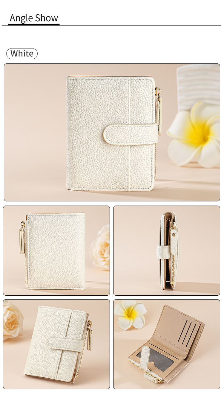 新款女士钱包短款跨境时尚卡包女高级感气质两折多卡位拉链零钱包详情9