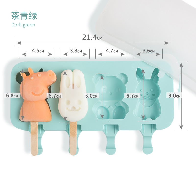 Molde molde de helado de helado hogar para paletas de hielo para sorbete de hielo abrasivo de silicona casera congelación cubo de hielo para niños cute mordida pegamento bebé pic 3