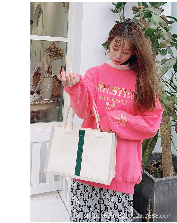 Wholesale of laminated canvas bags in stock, eco-friendly hand-held canvas bags, single-shoulder hand-painted canvas bags with logo printing, cotton and linen bags pic 20