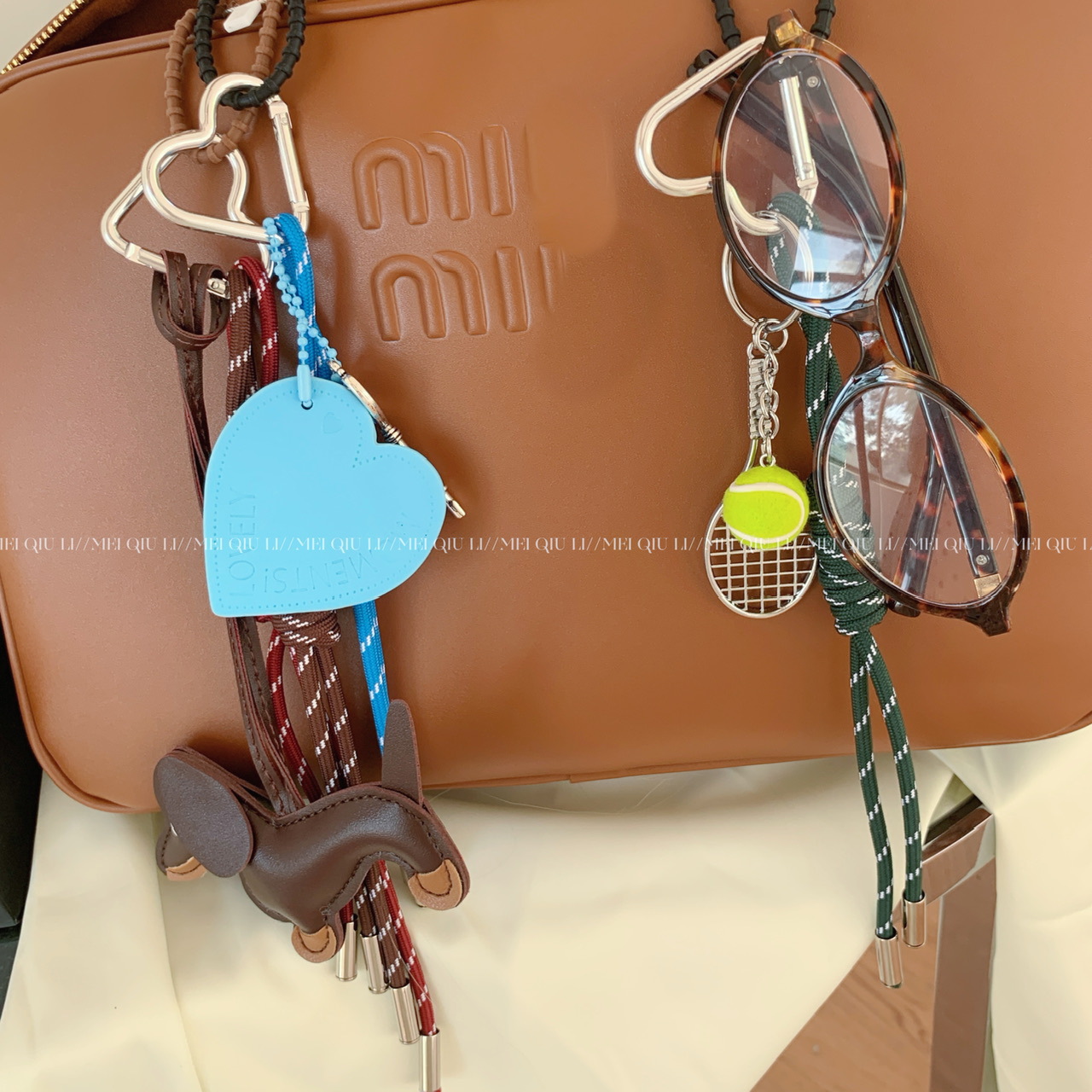 This is the same style baseball bag woven rope pendant as the Instagram blogger, featuring a high-end MIU series bag hanging rope and keychain decoration pic 9