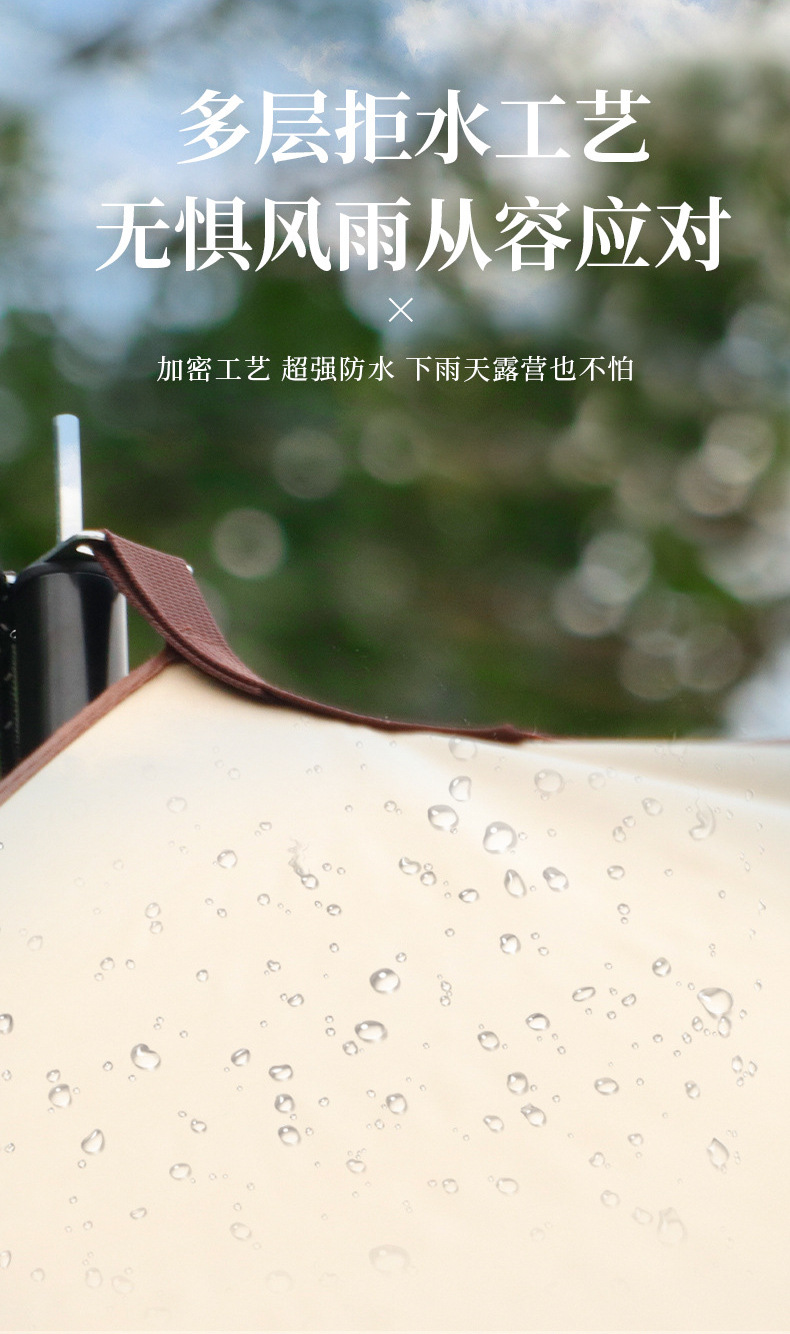 Sky tent, outdoor camping sunshade, hexagonal black rubber silver-coated thick curtain, sun protection canopy, camping and picnic equipment pic 12