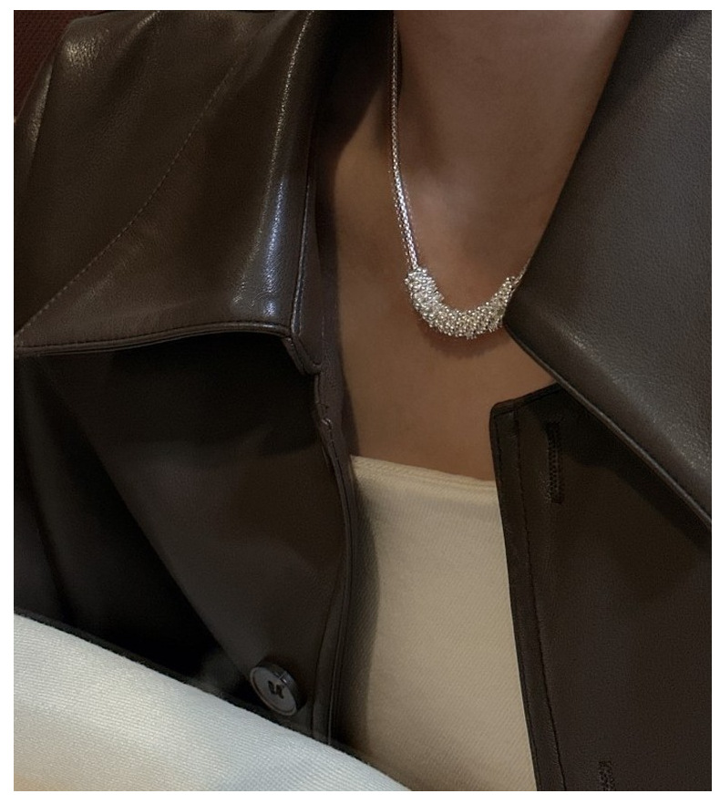 S925 sterling silver Korean version, niche design sense, fashionable and retro zircon necklace, trendy heavy industry collarbone chain wholesale pic 8
