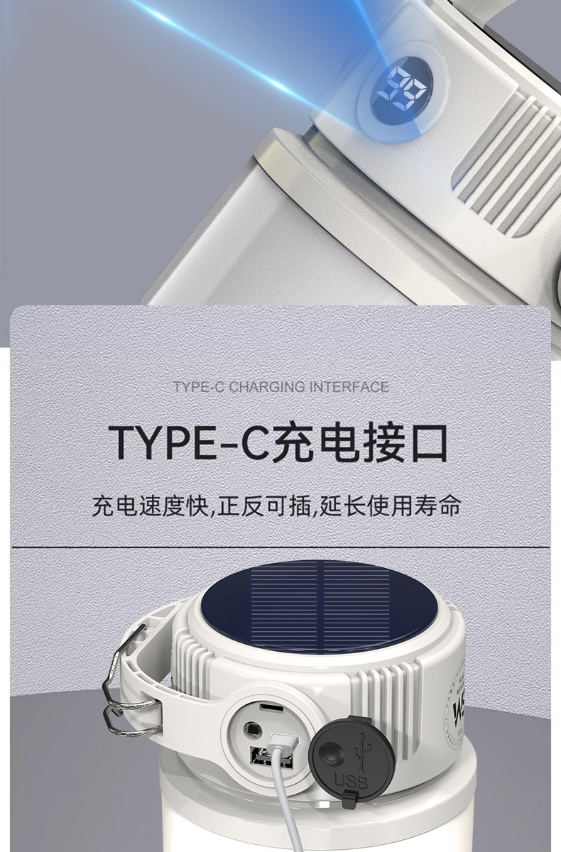 跨境爆款太阳能灯户外露营灯超长续航强光摆摊便携式充电照明灯营详情14