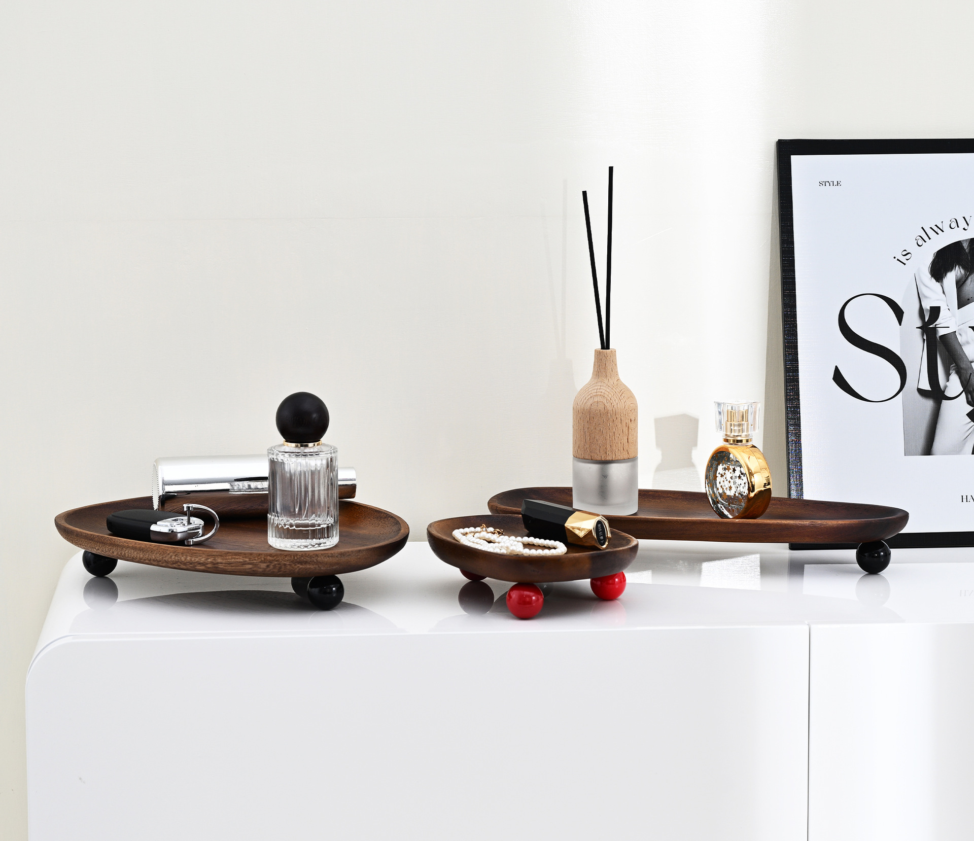 南美胡桃木质托盘ins风茶水杯茶具日式轻奢点心盘摆拍盘玄关摆件详情4