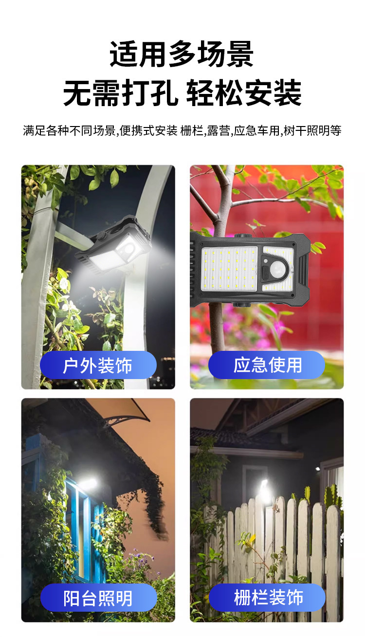 Solar clip lamp, outdoor wall lamp, automatic sensor lamp, courtyard household lighting, non-drilling waterproof street lamp pic 3