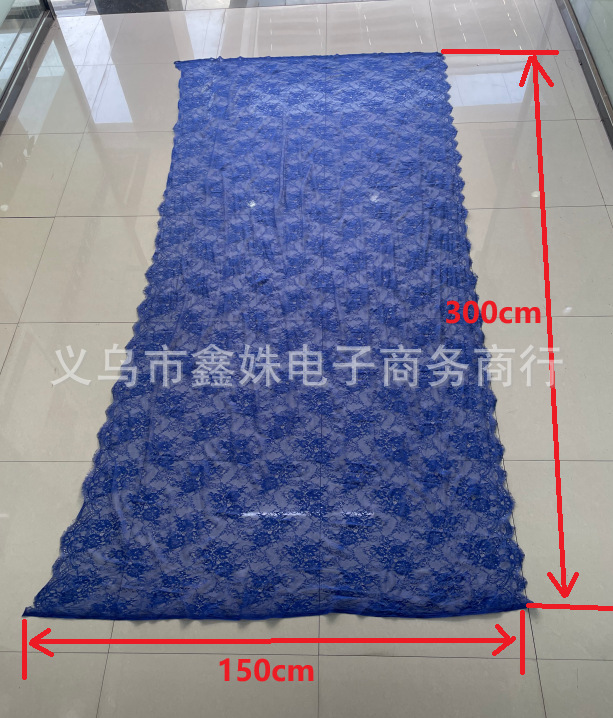 外贸爆款非洲黑人Chantillylace幅宽1.5m*3m厂家现货眼睫毛花详情1