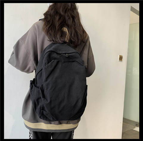 书包女ins风复古森系帆布双肩包日系原宿高中大学生简约百搭背包详情7