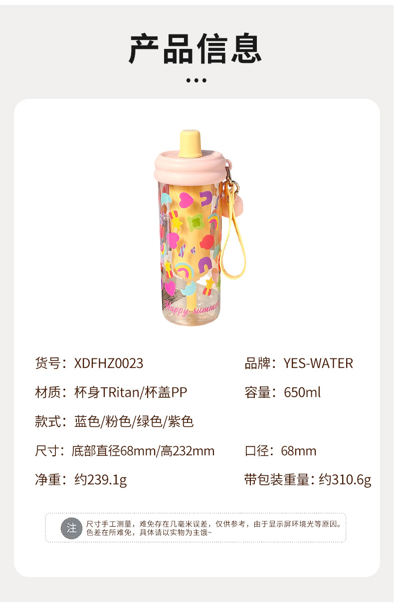 卡通花茶塑料吸管杯水杯女生高颜值ins风学生可爱TRitan塑料水杯详情11