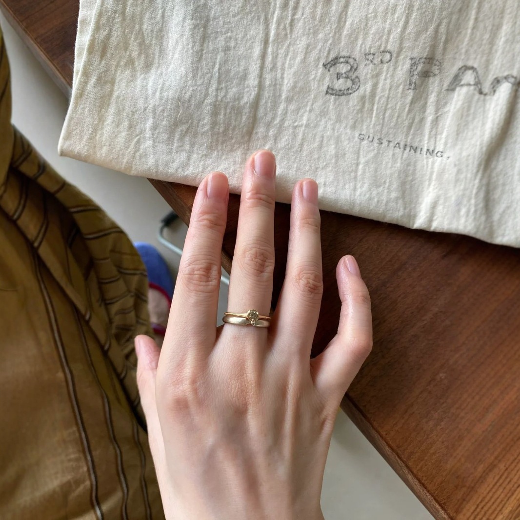 S925纯银叠戴拉丝复古素圈小钻戒指轻奢时尚简约日常食指环女款详情5