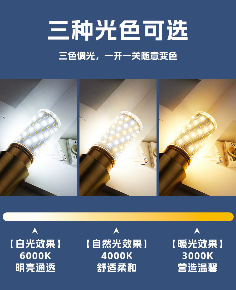 LED灯泡玉米灯e14小螺口E27螺纹节能灯家用光头强玉米灯家用灯泡详情7