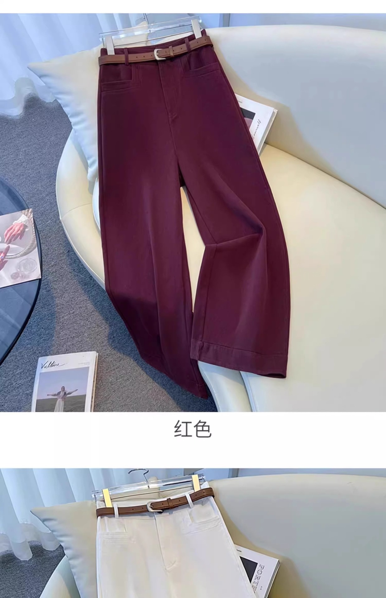 卡其色宽松阔腿裤女2025秋季新款小个子休闲裤显瘦九分直筒裤子女详情14
