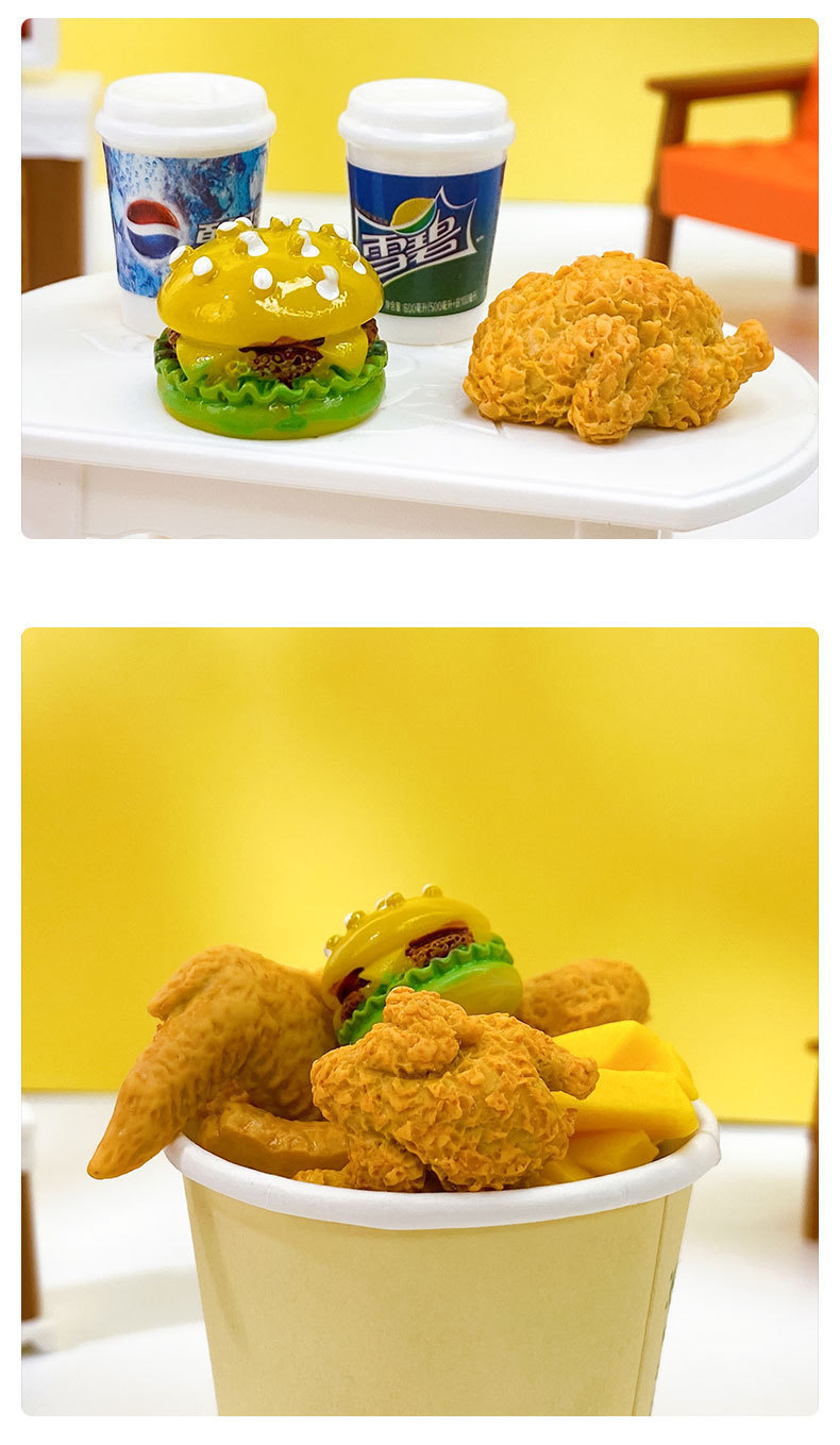微缩食玩娃娃迷你汉堡薯条全家桶饮料模型儿童玩具场景仿真小摆件详情8