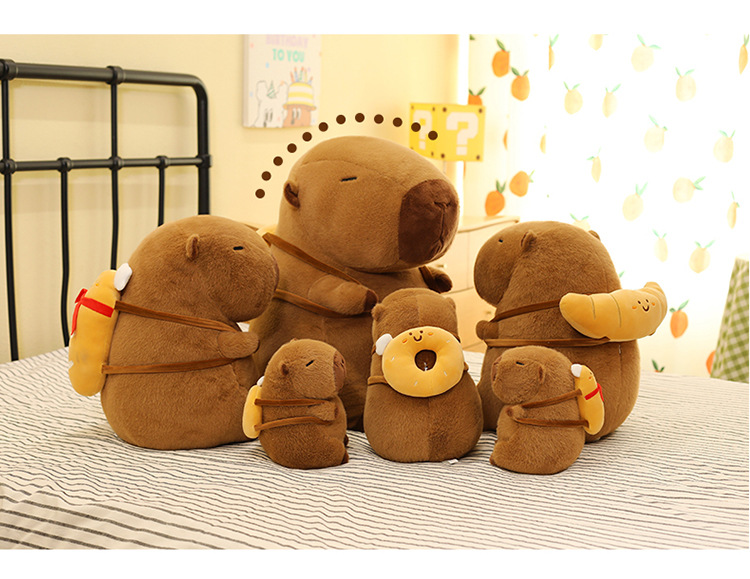 外贸新品卡皮巴拉公仔卡通烘焙系列水豚毛绒玩具抱枕娃娃机兑换品详情29