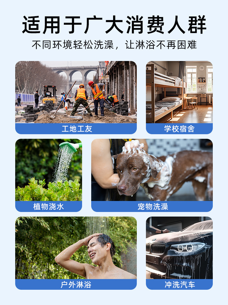 Wholesale outdoor bathing gadgets: Convenient for construction sites, dormitories, camping, simple showers, mobile bathing devices, rechargeable water pumps pic 3
