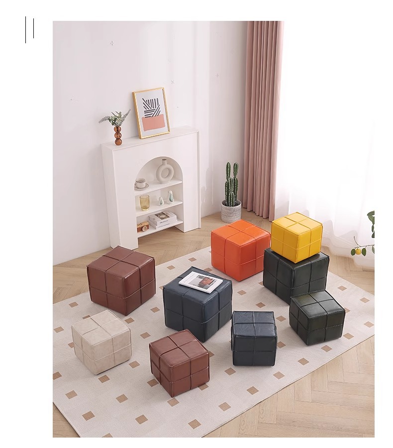 Creative square stools for the entrance and foyer of the source factory, shoe-putting stools, shoe-changing stools, low stools, sofa and footrest stools pic 15