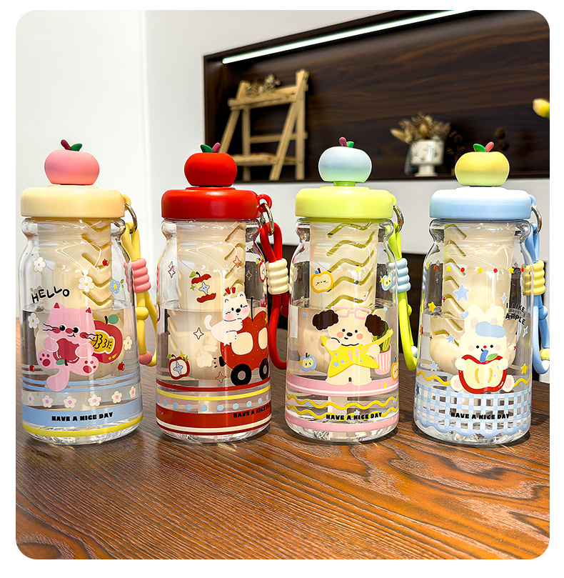 Tazas de agua de dibujos animados adorables cuerpo plástico niños taza de agua diagonal trans dibujos animados tazas de plástico para niños pic 15