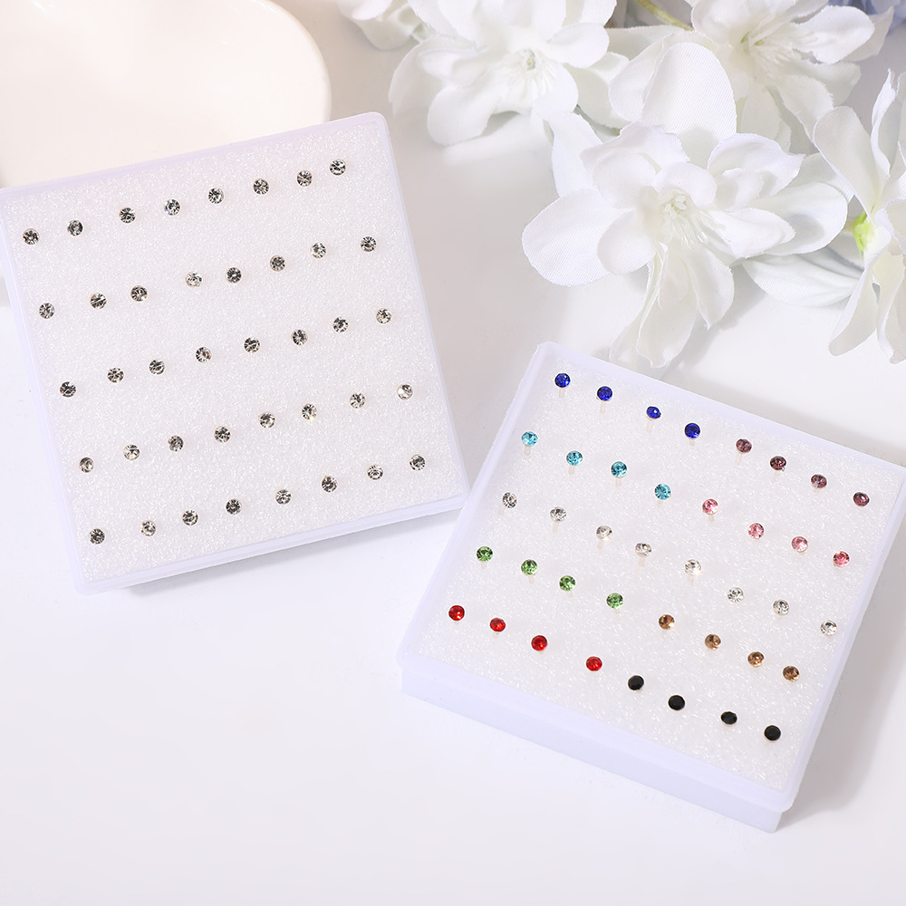 Korean-style colored resin ear studs, niche and high-end plastic earrings, fashionable rhinestone ear stud set, PDD ear bone studs pic 3