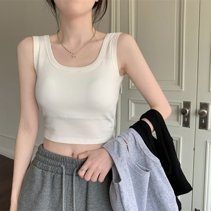 一件代发跨境带胸垫背心女夏季短款百搭裹胸露脐打底小背心女批发详情4