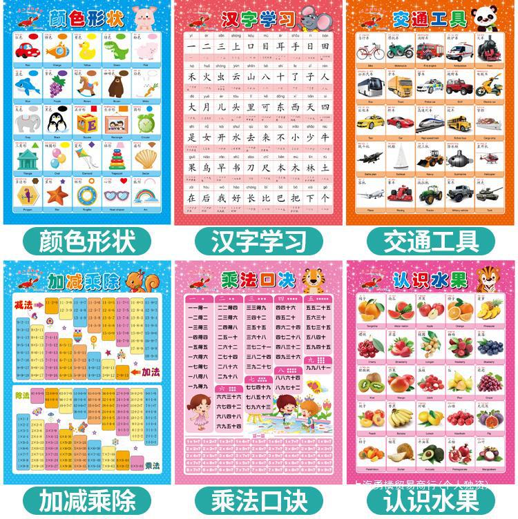 表100认识儿童早教百数启蒙到数字汉字拼音卡片无声挂画挂图宝宝1详情8