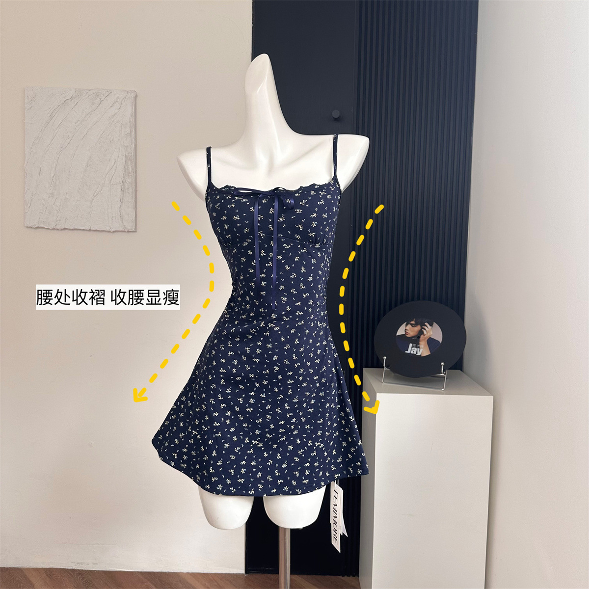 北海花园碎花吊带连衣裙女夏吊带裙百搭辣妹设计感法式小个子裙子详情17