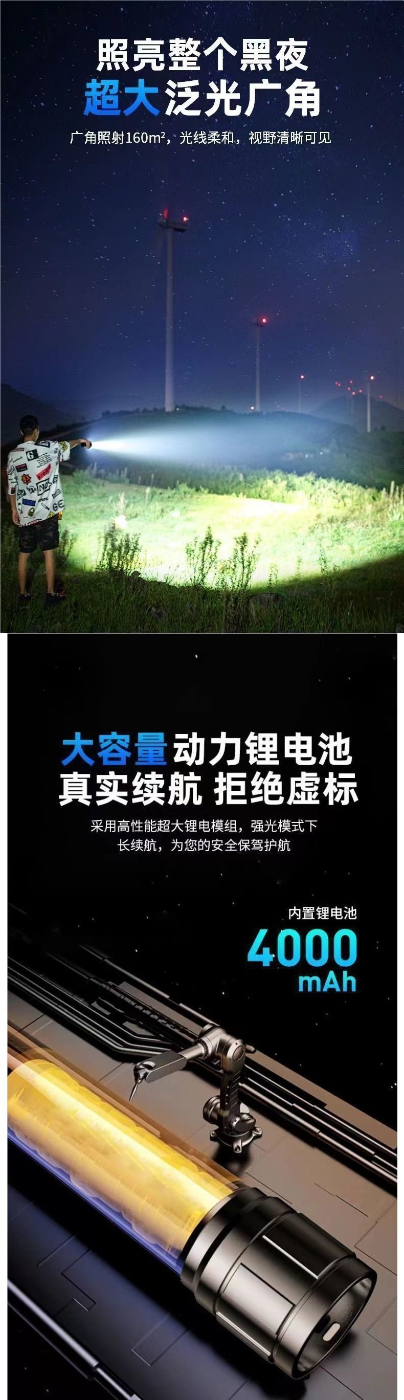 Special forces flashlight, strong light, rechargeable emergency lighting lamp, laser lamp, ultra-long battery life, led lamp, outdoor lamp pic 4