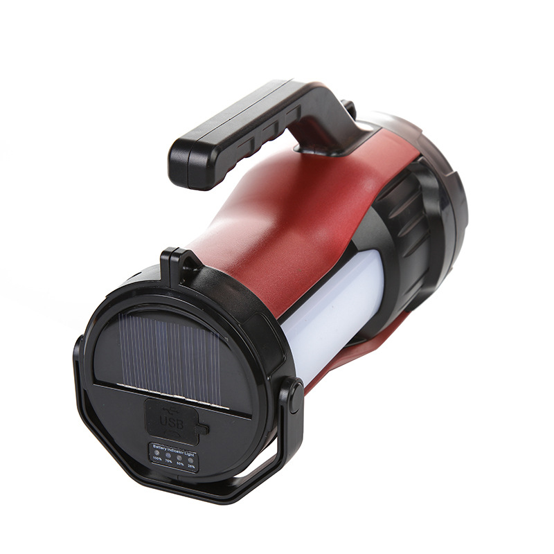 Outdoor multi-functional portable flashlight, emergency night fishing, solar usb rechargeable flashlight, searchlight, super bright pic 8