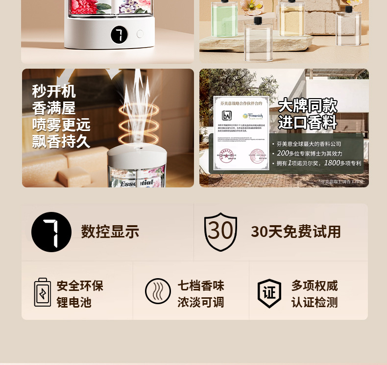 智能香薰机空气清新自动喷香机 香薰持久室内除臭香氛机卧室家用详情9
