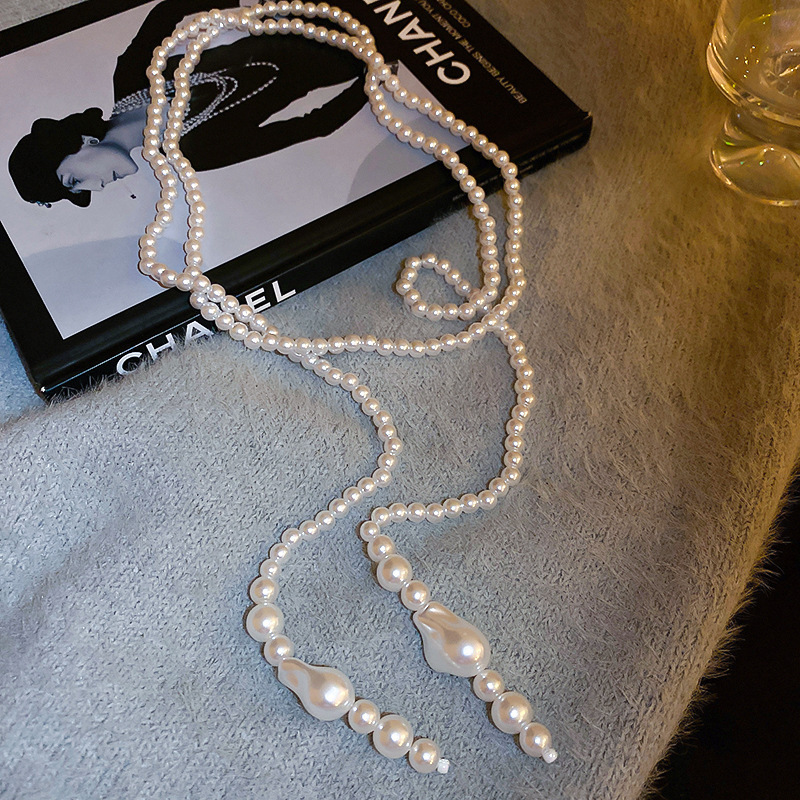 Irregular long pearl necklace, French light luxury style, sweater chain, niche simple and high-end necklace wholesale for women pic 61