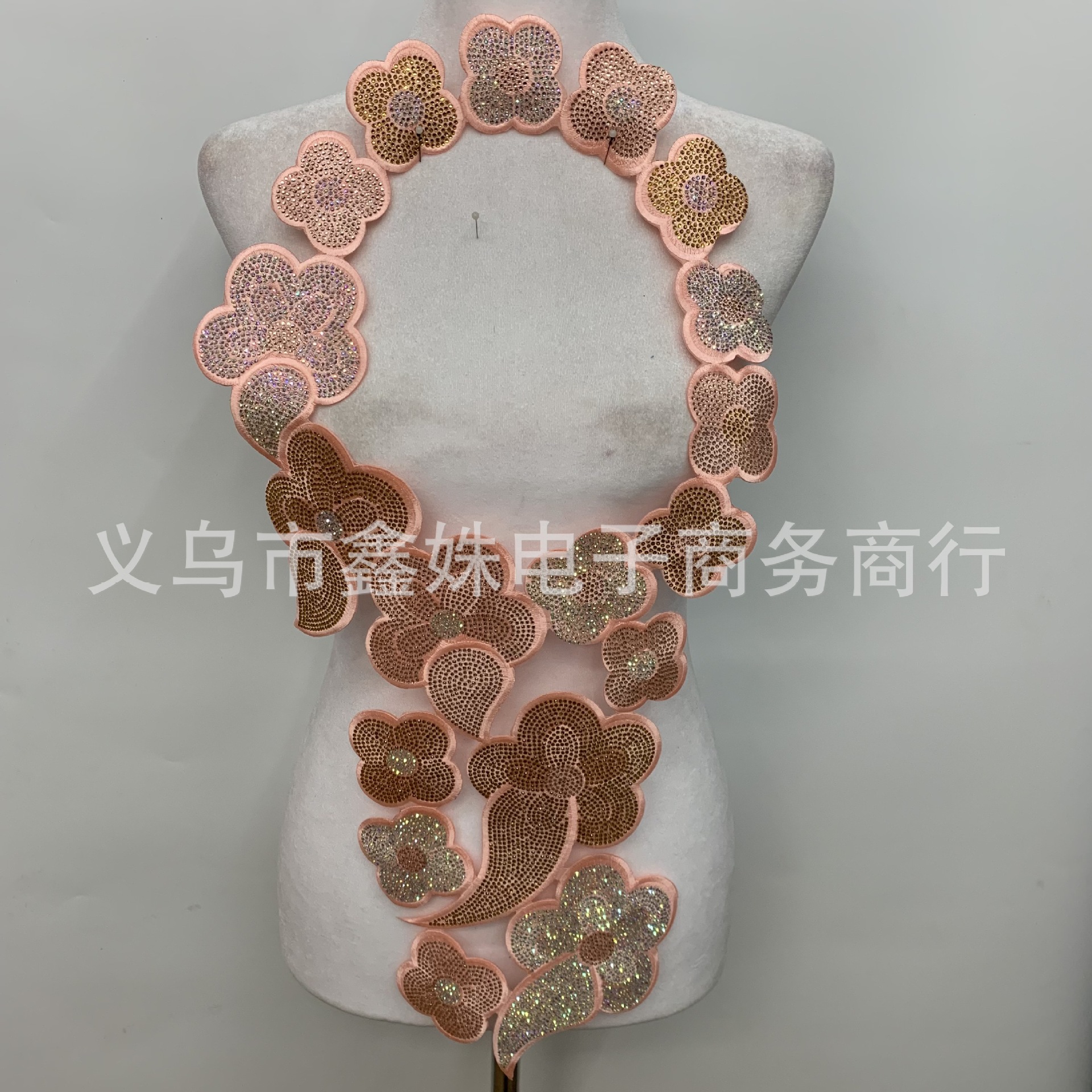 Multi-color adhesive full diamond collar flowers, multi-color large embroidered fabric stickers for stage costumes, opera and animation accessories pic 20