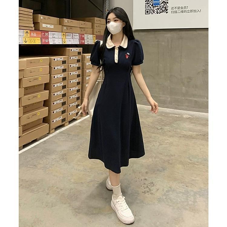 法式超火气质学院风连衣裙子女大码显瘦新款漂亮小个子长裙夏详情12