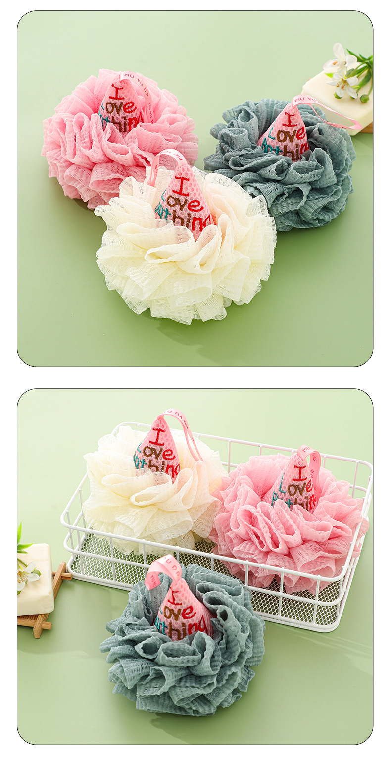 冰淇淋高档沐浴球大号沐浴花搓背洗浴泡泡柔软不散浴花儿童搓澡球详情11