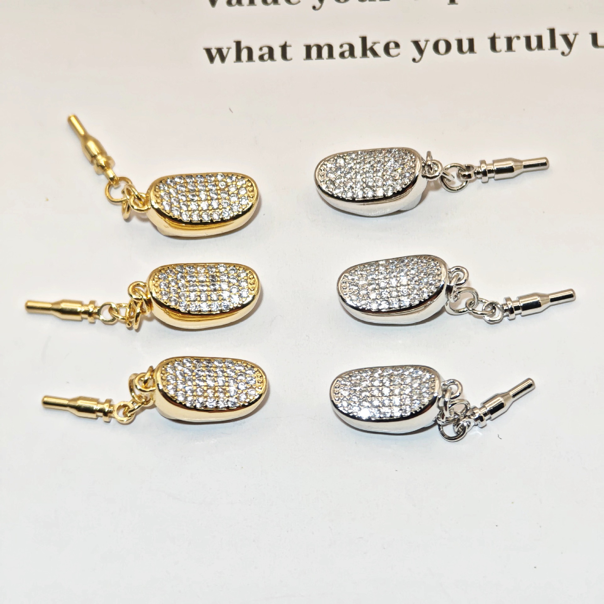 Color-preserving micro-inlaid zircon ingot clasp pearl clasp DIY handmade bracelet necklace connecting clasp accessory piece pic 5