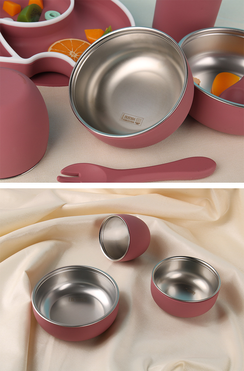 儿童餐具全套 喂养餐具 创意宝宝辅食碗 婴儿专用辅食工具 不锈钢硅胶吸盘碗套 安全耐用易清洗详情8