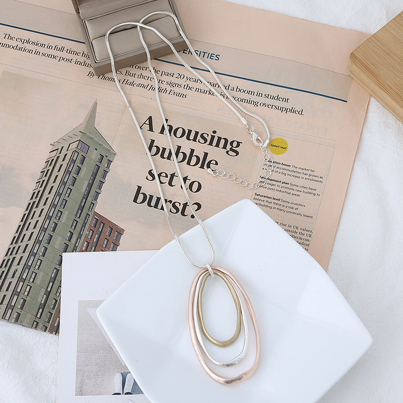 跨境饰品亚马逊爆款热销欧美复古长款项链几何吊坠女士金属毛衣链详情10