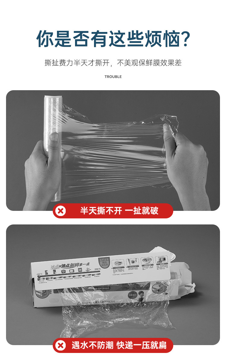 Household disposable cover for cling film cutter, kitchen food cutting box with suction cup, refrigerator slitter, can be stored pic 8