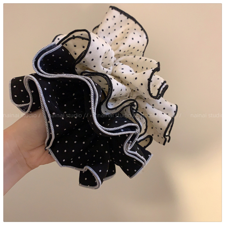 法式优雅波点大肠发圈网红2025新款简约温柔低马尾头绳女款发圈详情6