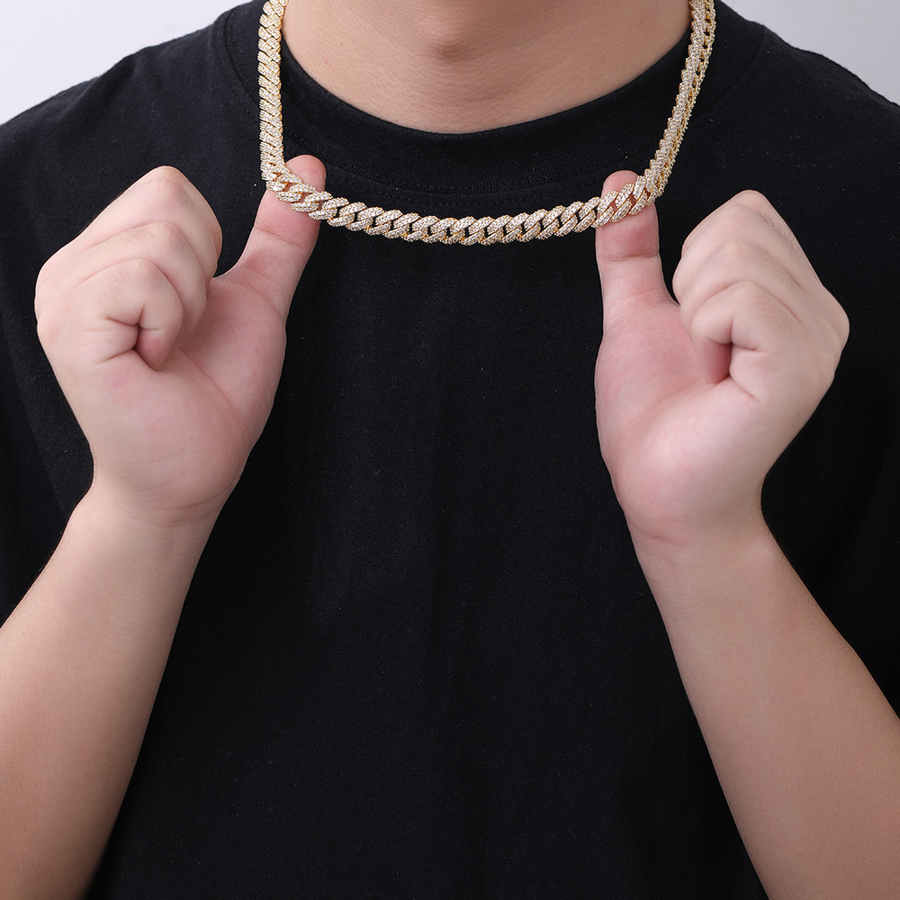 10mm双排锆石泡泡古巴链男士项链个性嘻哈潮酷小众设计感项链饰品详情3