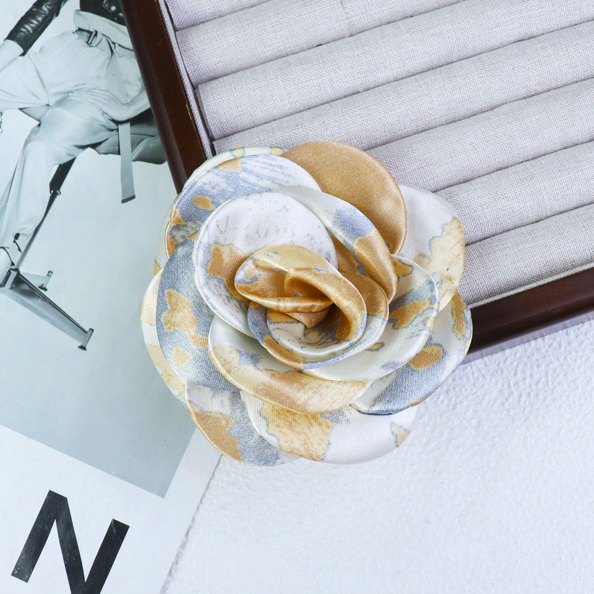 10cm手工立体扎染感玫瑰花朵DIY饰品鞋花包包服装辅料首饰配件详情11