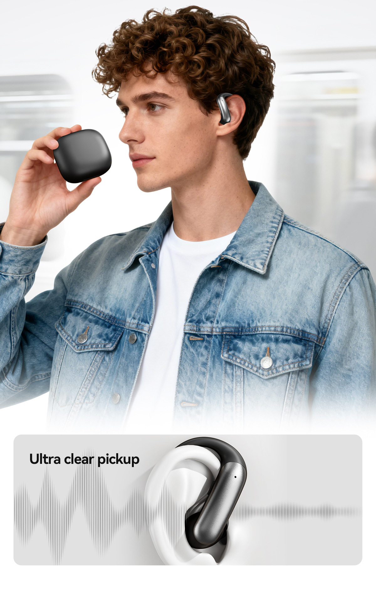 Nuevo producto smart crossover nuevo M144 orejar montado OWS semi-en el oído abierto bluetooth auriculares con doble pantalla de número modelo privado pic 15