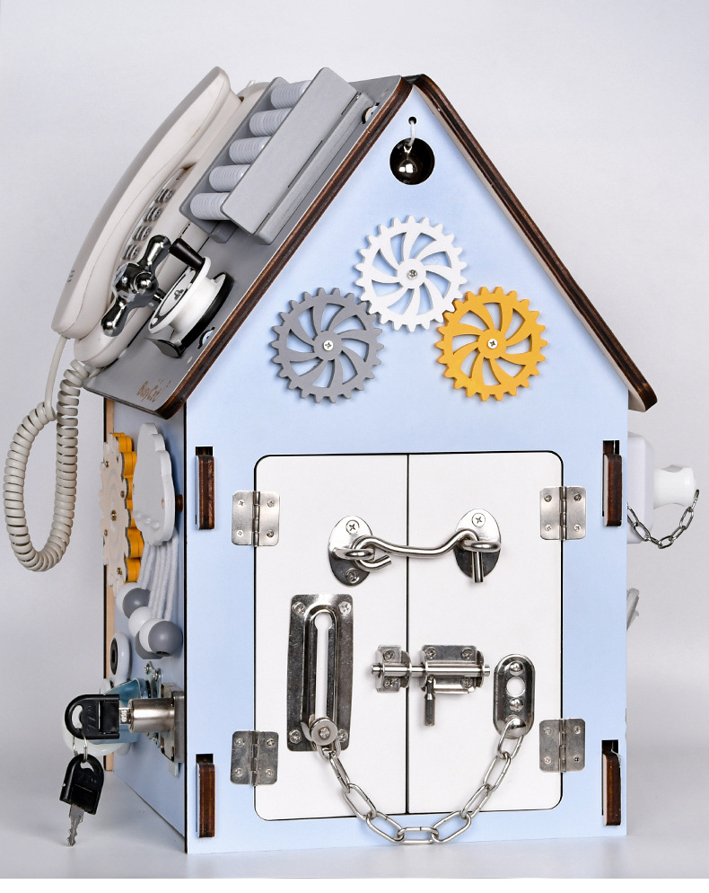 Wooden busy house Montessori DIY baby lock-picking concentration training starry sky top toy Montessori multi-functional pic 13